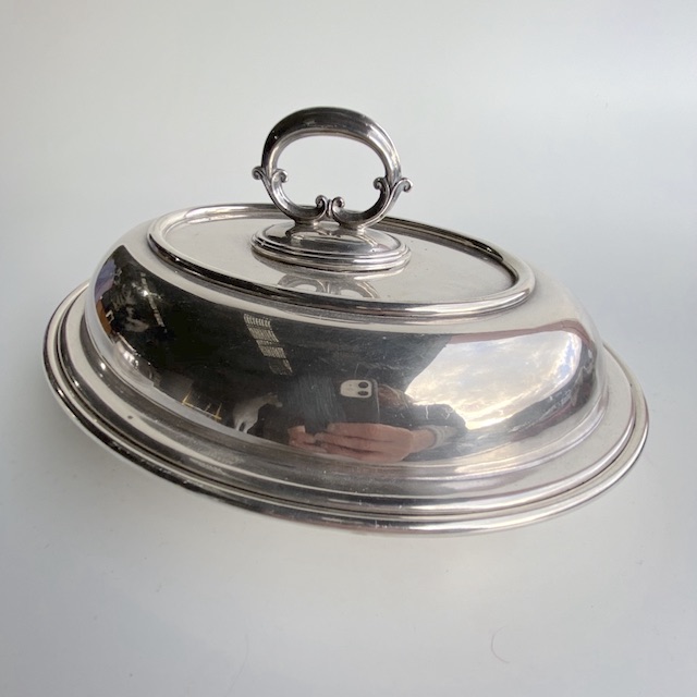 SERVING DISH, Silver Oval w Single Handle